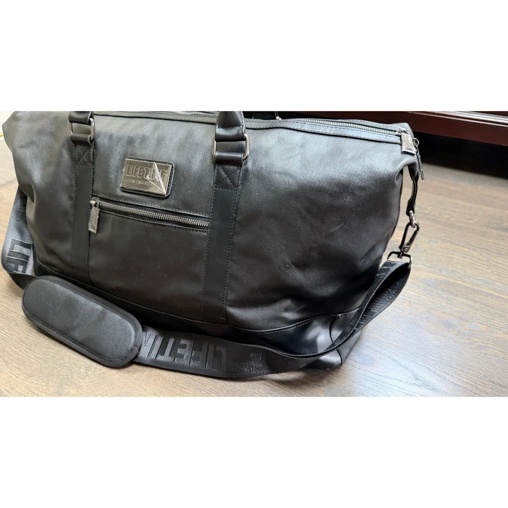 NEW Life Time Duffel Bag Founding Member Black Coated Canvas Travel Gym Large